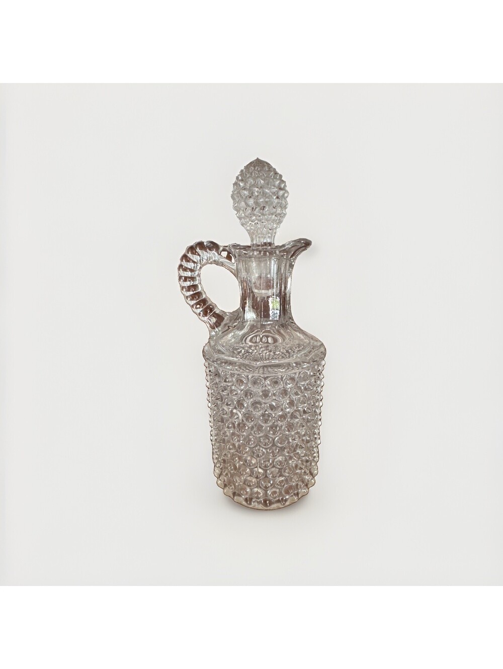 EAPG Cruet with Stopper Model Flint Glass Dew Drop Hobnail 9” Antique Glass 1892